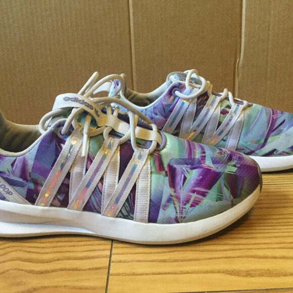 Adidas Women's SL Loop Size 7.5 Racer Purple Aqua White Multicolor Iridescent - Picture 3 of 7